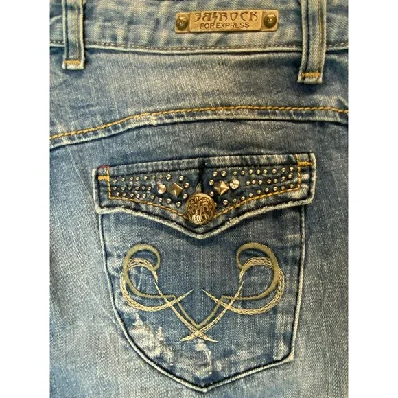 RE Rock for Express Jeans Size 10 Straight Leg Embellished Rock Star Metal Studs - Picture 11 of 12